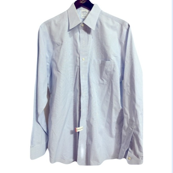 Brooks Brothers Slim Fit Blue Dress Shirt Non Iron Sz 16 1/2 35 Men - Picture 3 of 5
